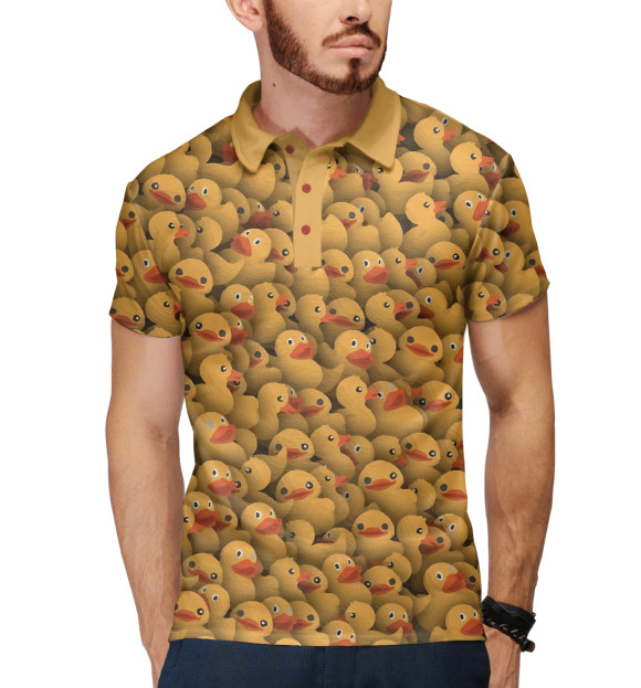 Мужское поло с изображением Уточки цвета Белый