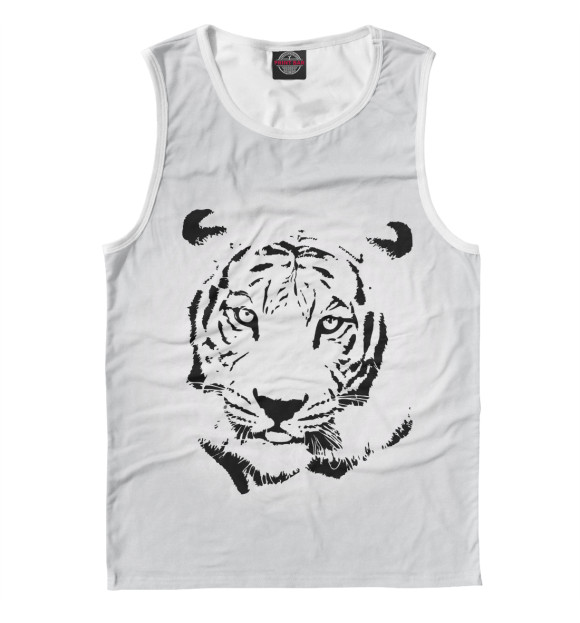 Мужская майка с притом Тигр цвета Белый Мужская майка с изображением Тигр цвета Белый