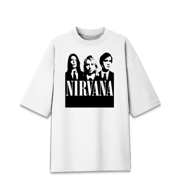 Мужская футболка оверсайз с изображением Nirvana цвета Белый