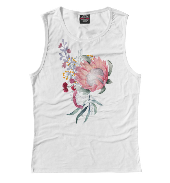 Майка для девочки с притом Букет цветов цвета Белый Майка для девочки с изображением Букет цветов цвета Белый