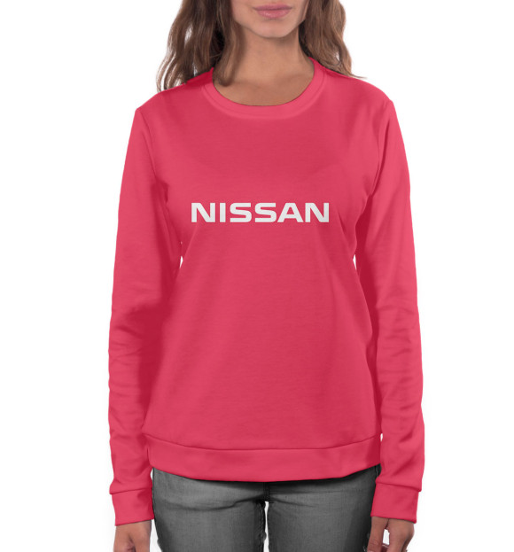 Женский свитшот с изображением Nissan цвета Белый
