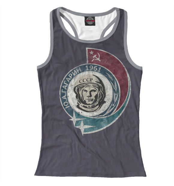 Женская майка-борцовка с изображением Гагарин цвета Белый