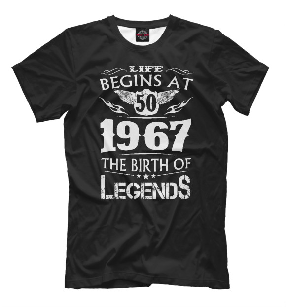 Мужская футболка с изображением 1967 - рождение легенды цвета Белый