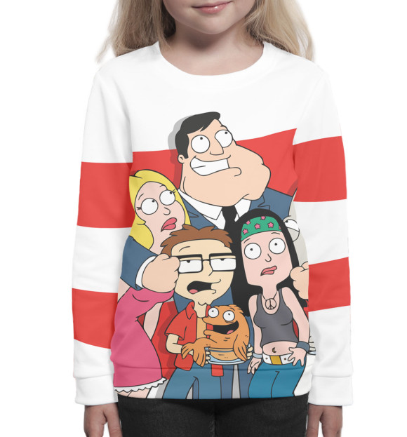 Свитшот для девочек с изображением Американский папаша цвета Белый