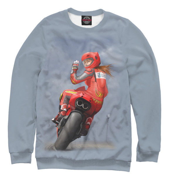 Свитшот для мальчиков с изображением BikeGirl цвета Белый