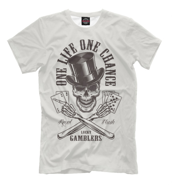 Мужская футболка с изображением One life chance lucky gamblers цвета Бежевый