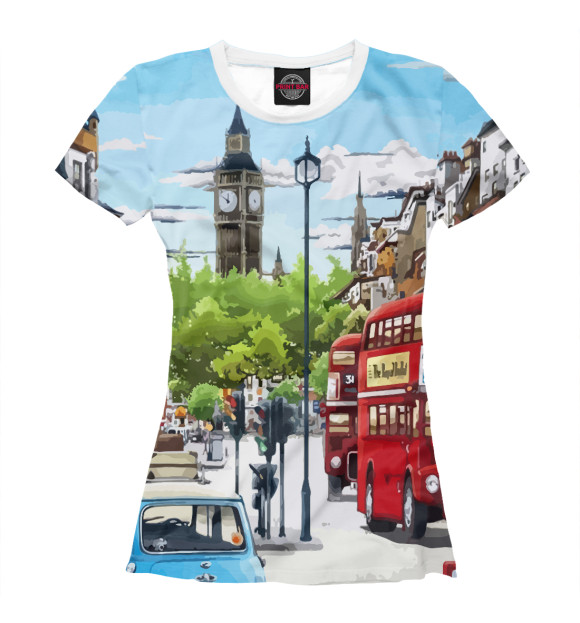 Женская футболка с изображением Улицы Лондона цвета Белый