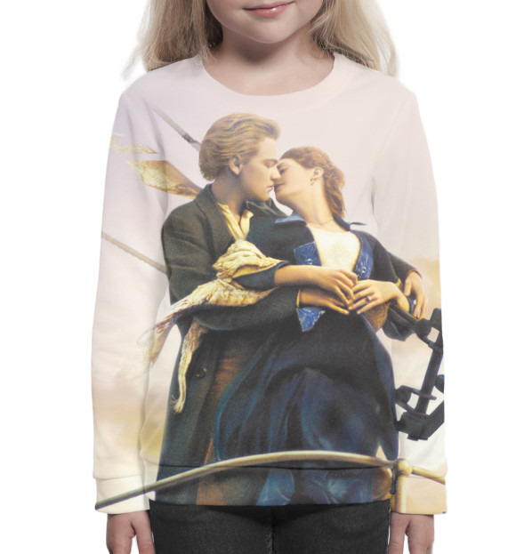 Свитшот для девочек с изображением Титаник цвета Белый