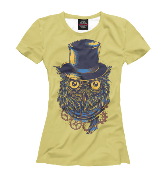 Футболка для девочек с изображением Steampunk Owl цвета Белый