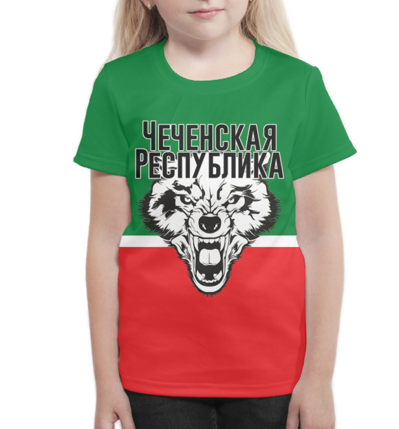 Футболка для девочек с изображением Чечня цвета Белый