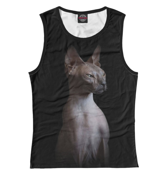 Женская майка с притом Сфинкс цвета Белый Женская майка с изображением Сфинкс цвета Белый