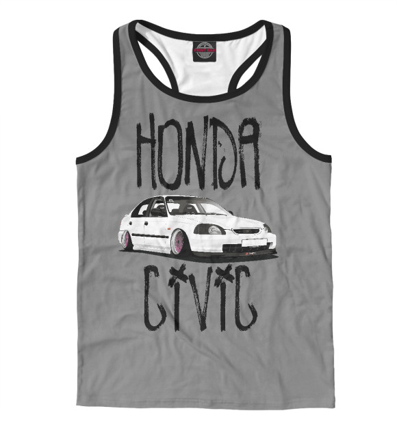 Мужская майка-борцовка с изображением Honda Civic цвета Белый