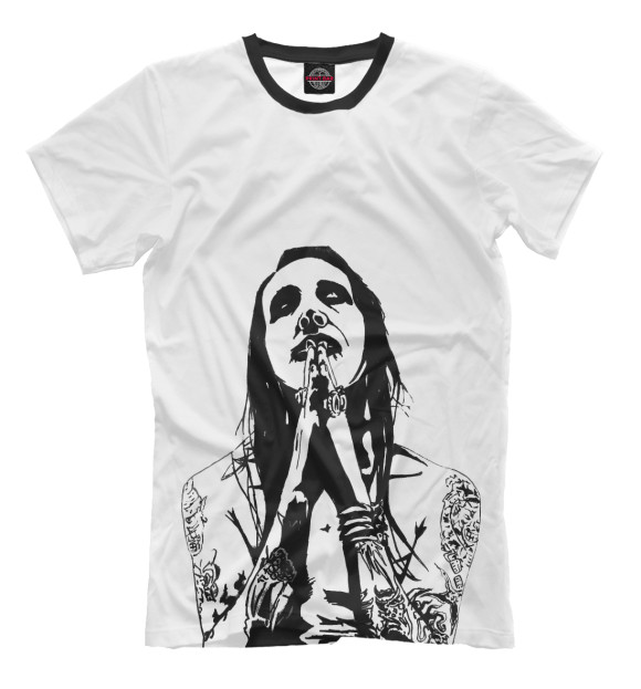 Мужская футболка с изображением Marilyn Manson цвета Молочно-белый