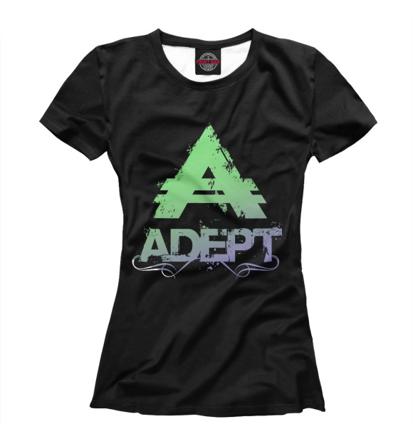 Женская футболка с изображением ADEPT цвета Белый