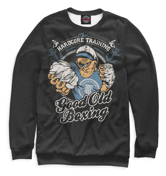 Мужской свитшот с изображением Бокс цвета Белый