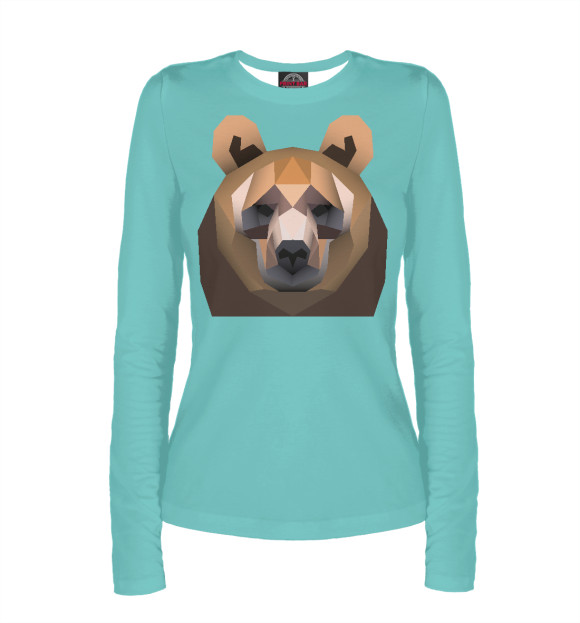 Женский лонгслив с изображением Графическая голова медведя цвета Белый