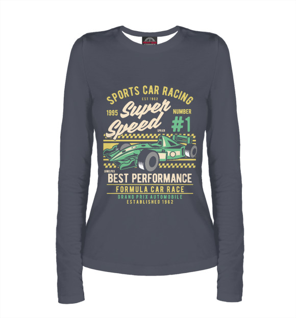 Женский лонгслив с изображением Формула-1 цвета Белый