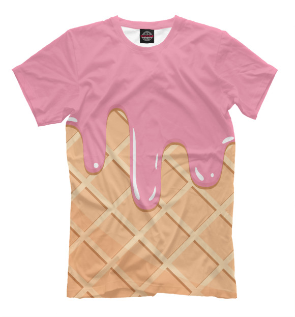 Мужская футболка с изображением Мороженое цвета Персиковый