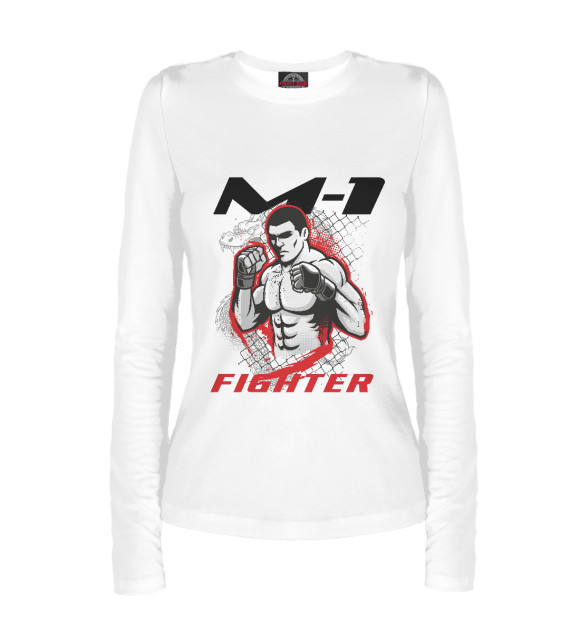 Женский лонгслив с притом М -1 цвета Белый Женский лонгслив с изображением М -1 цвета Белый