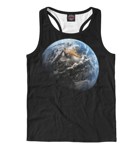 Мужская майка-борцовка с изображением Земля цвета Белый