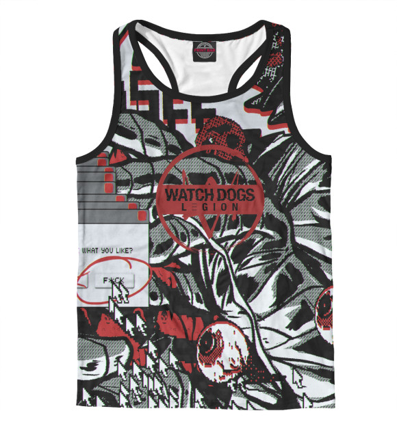 Мужская майка-борцовка с изображением Watch Dogs цвета Белый