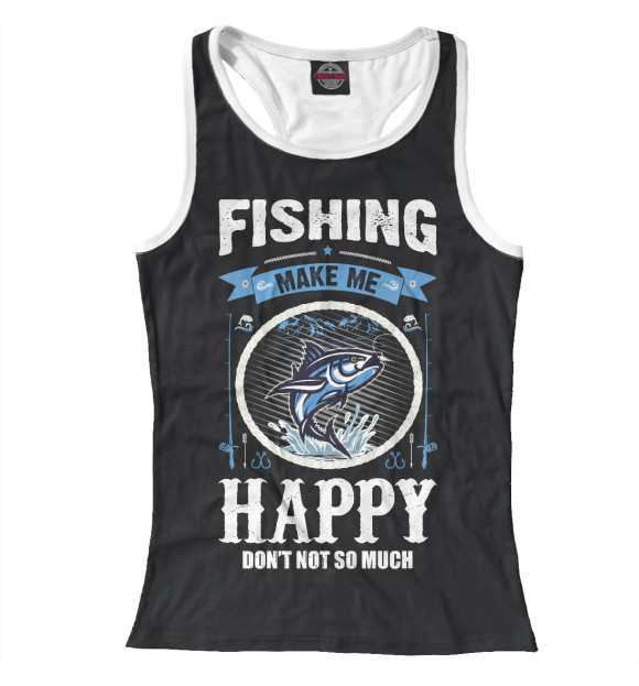 Женская майка-борцовка с изображением Рыбалка цвета Белый