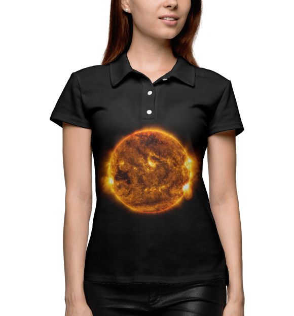 Женское поло с изображением Солнце цвета Белый
