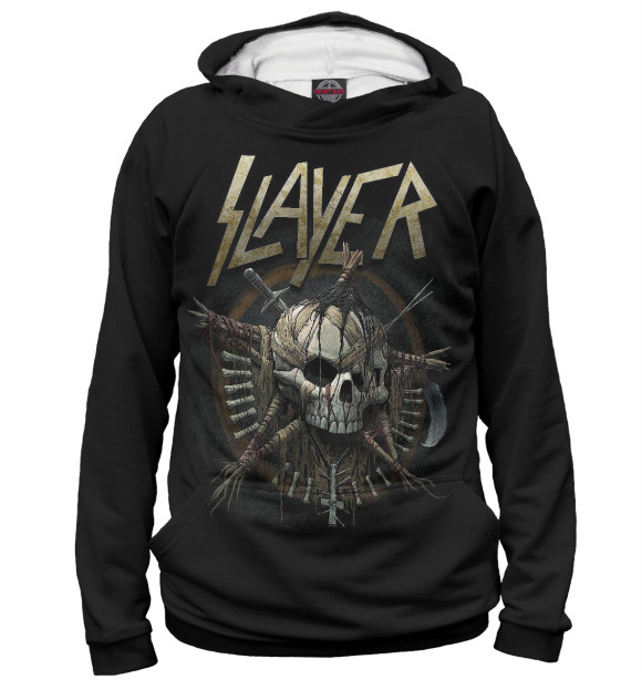 Женское худи с изображением Slayer цвета Белый