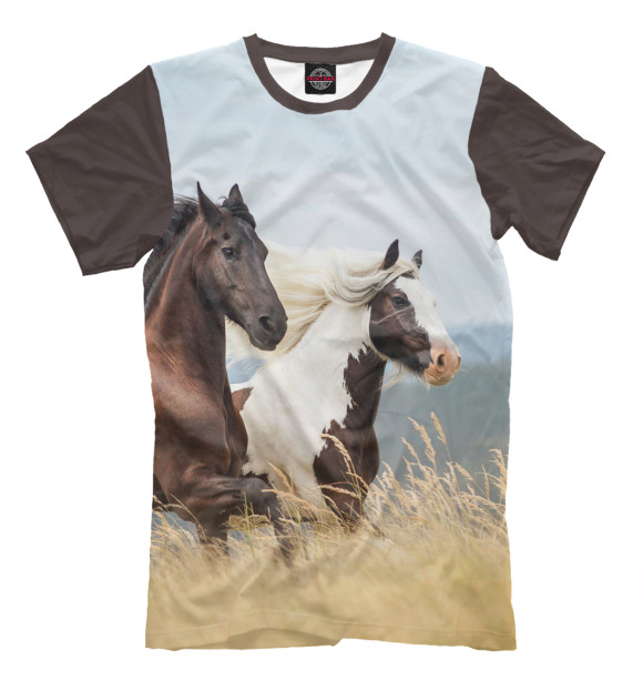 Мужская футболка с изображением Лошади цвета Молочно-белый