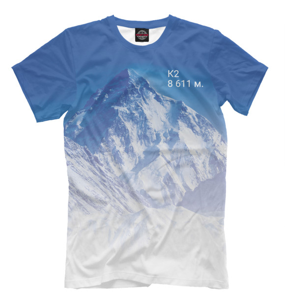 Мужская футболка с изображением К2 цвета Грязно-голубой