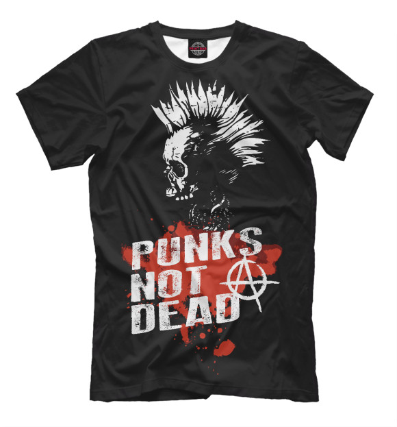 Мужская футболка с изображением Punks not dead цвета Черный