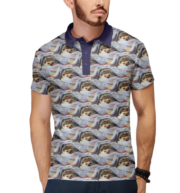 Мужское поло с изображением Ежики цвета Белый