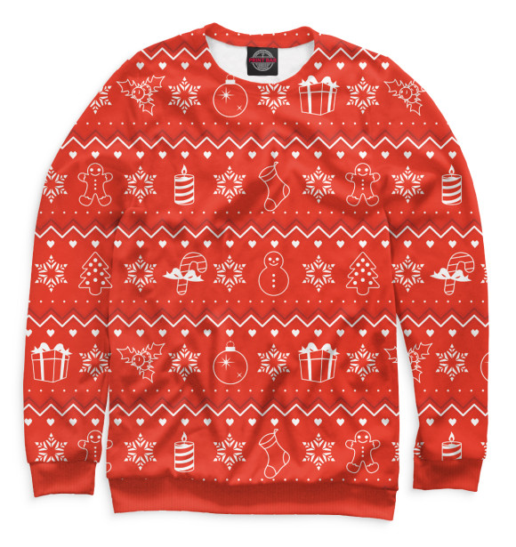 Мужской свитшот с изображением Новый Год цвета Белый