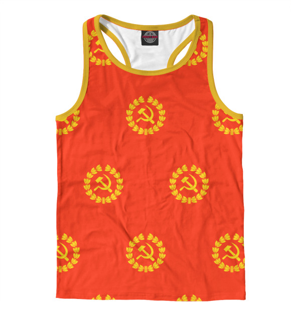 Мужская майка-борцовка с изображением Серп и Молот цвета Белый