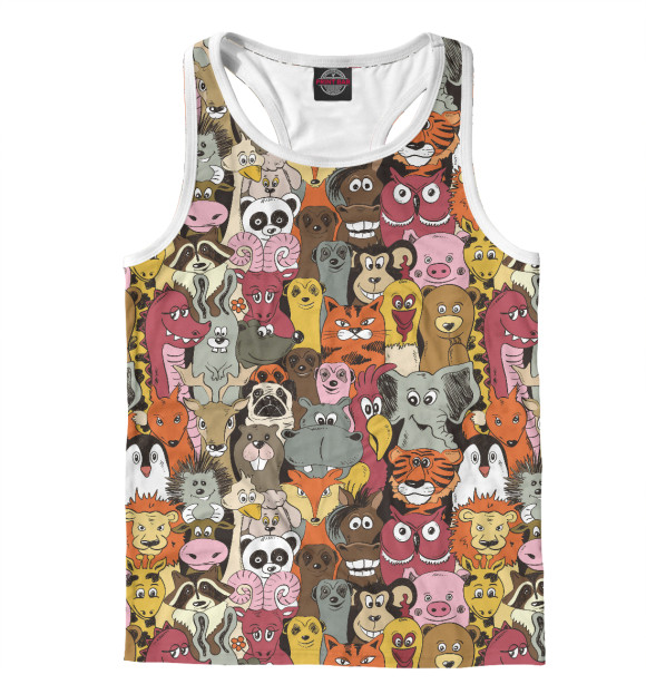 Мужская майка-борцовка с изображением Животные цвета Белый