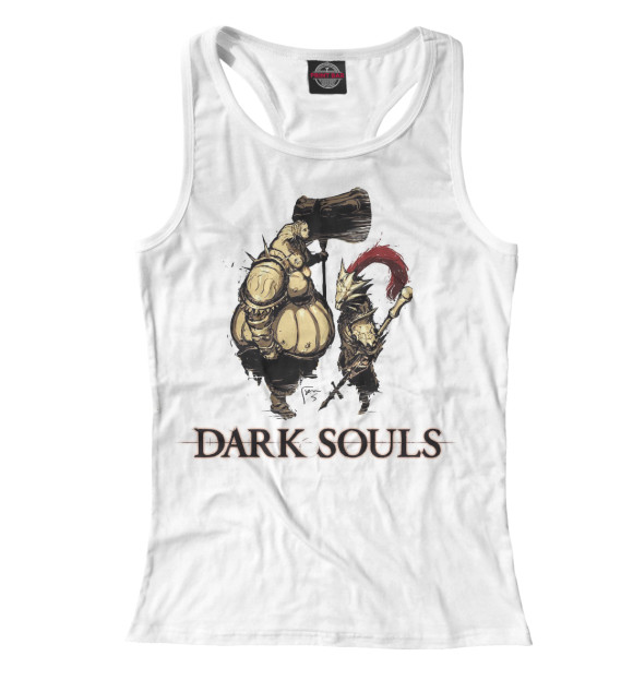 Женская майка-борцовка с притом Dark Souls цвета Белый Женская майка-борцовка с изображением Dark Souls цвета Белый