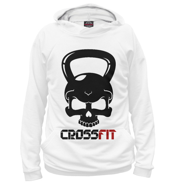 Мужское худи с изображением Кроссфит цвета Белый