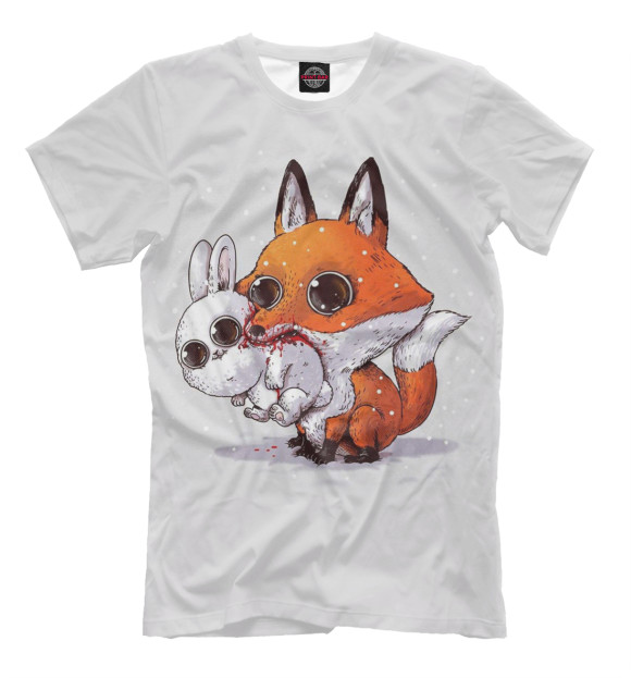 Мужская футболка с изображением Лиса и кролик цвета Бежевый
