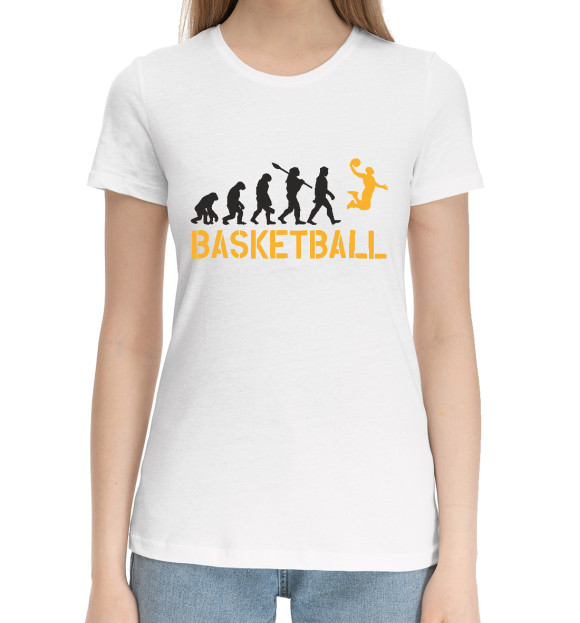 Женская хлопковая футболка с изображением Basketball цвета Белый