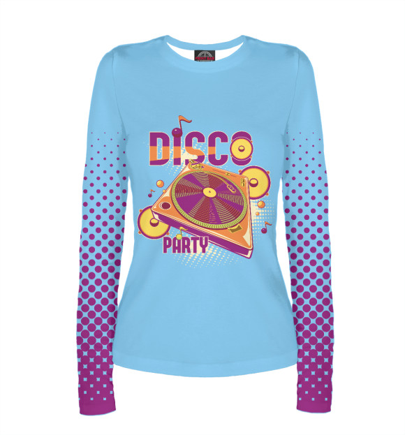 Женский лонгслив с изображением Дискотека цвета Белый