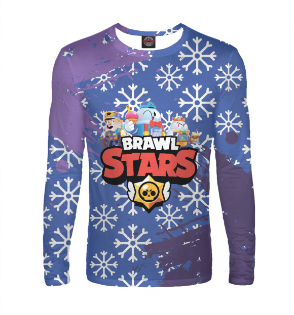 Мужской лонгслив с притом Brawl Stars цвета Белый Мужской лонгслив с изображением Brawl Stars цвета Белый