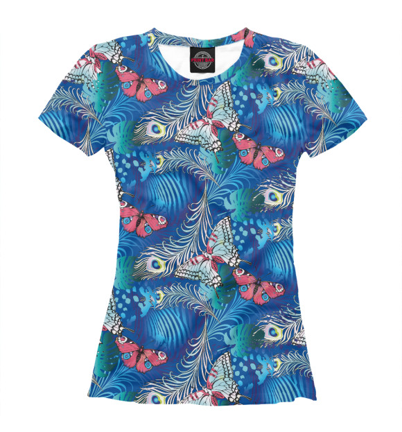 Женская футболка с изображением Бабочки цвета Белый