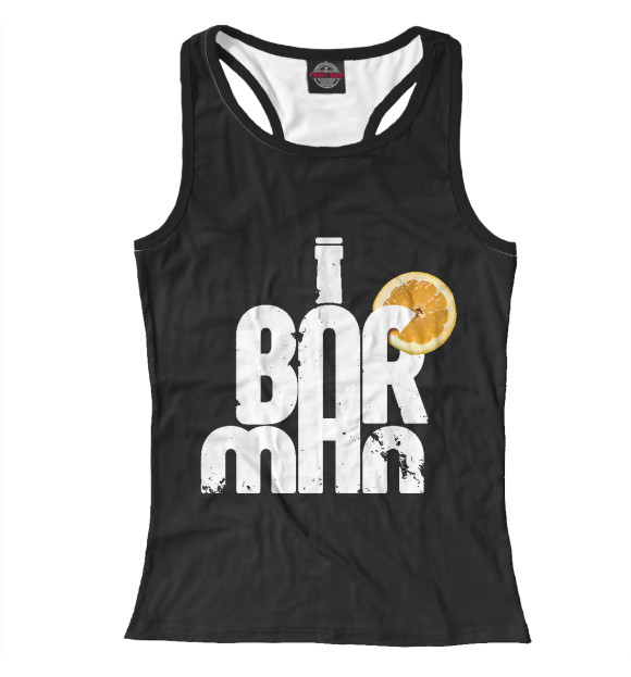 Женская майка-борцовка с изображением Barman цвета Белый
