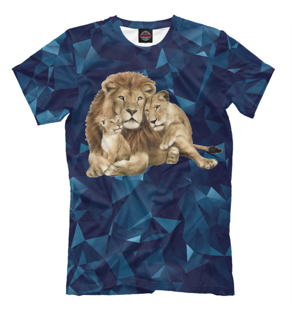 Мужская футболка с изображением Lion Family цвета Молочно-белый