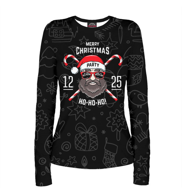 Женский лонгслив с изображением Santa Hipster цвета Белый