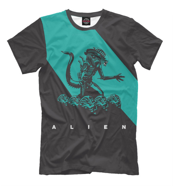 Мужская футболка с изображением Alien цвета Молочно-белый