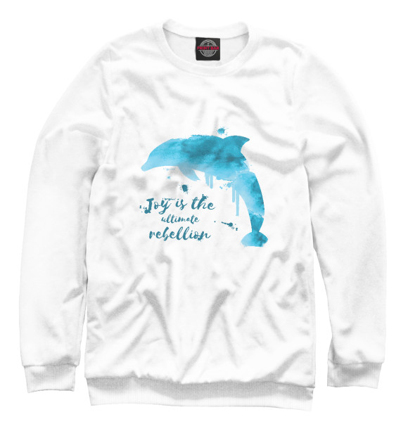 Свитшот для девочек с изображением Акварельный дельфин цвета Белый