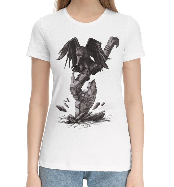 Женская хлопковая футболка с изображением Боевой топор Сварожич цвета Белый