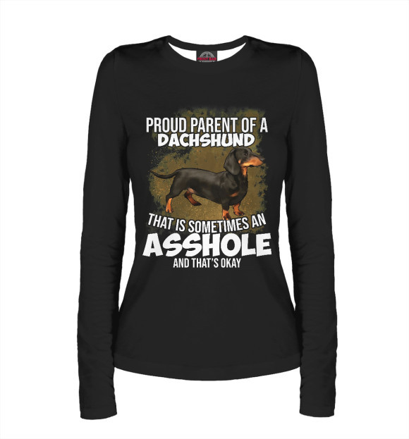 Женский лонгслив с изображением Такса цвета Белый