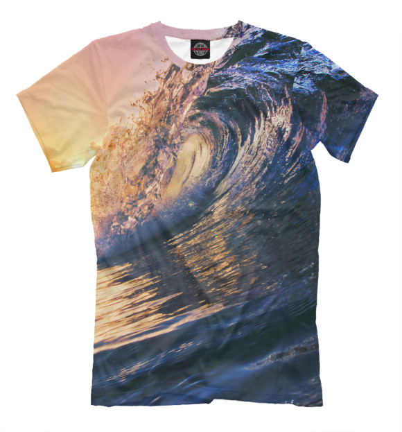 Мужская футболка с изображением Морская волна цвета Молочно-белый